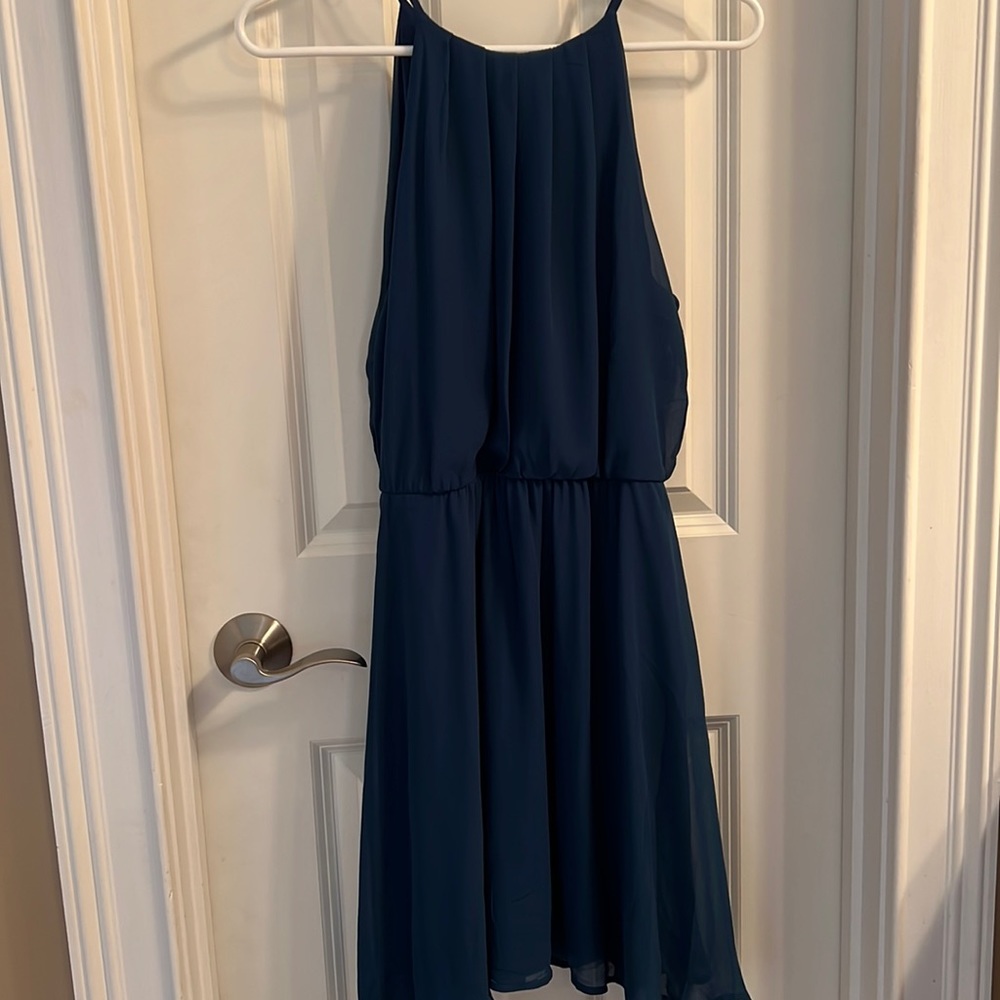 NWOT dark teal lush halter dress medium M